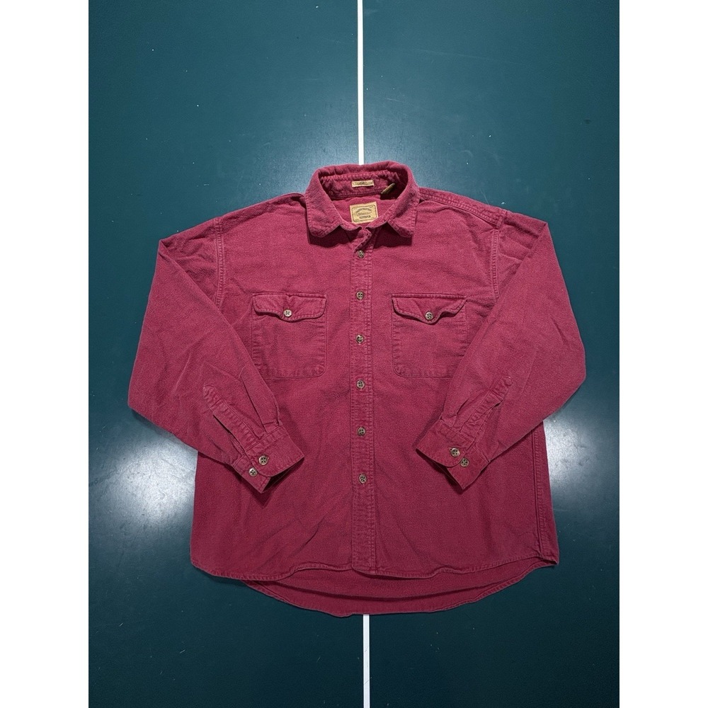 Vintage St John's Bay Chamois Cloth Flannel Shirt Men Large Soft Red Heavyweight